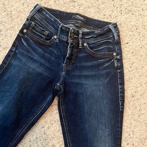 🥂Silver skinny crop jean